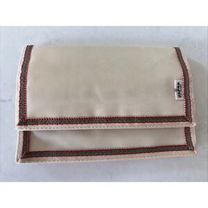 Vintage 90's Levi's Tan Orange Nylon Wallet 6"X4" Tan Tab Mirror‎ 3 Compartments